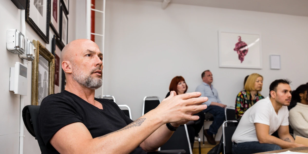 A class led by Master Teacher Charlie Sandlan, learning the Meisner Technique at the Maggie Flanigan Studio