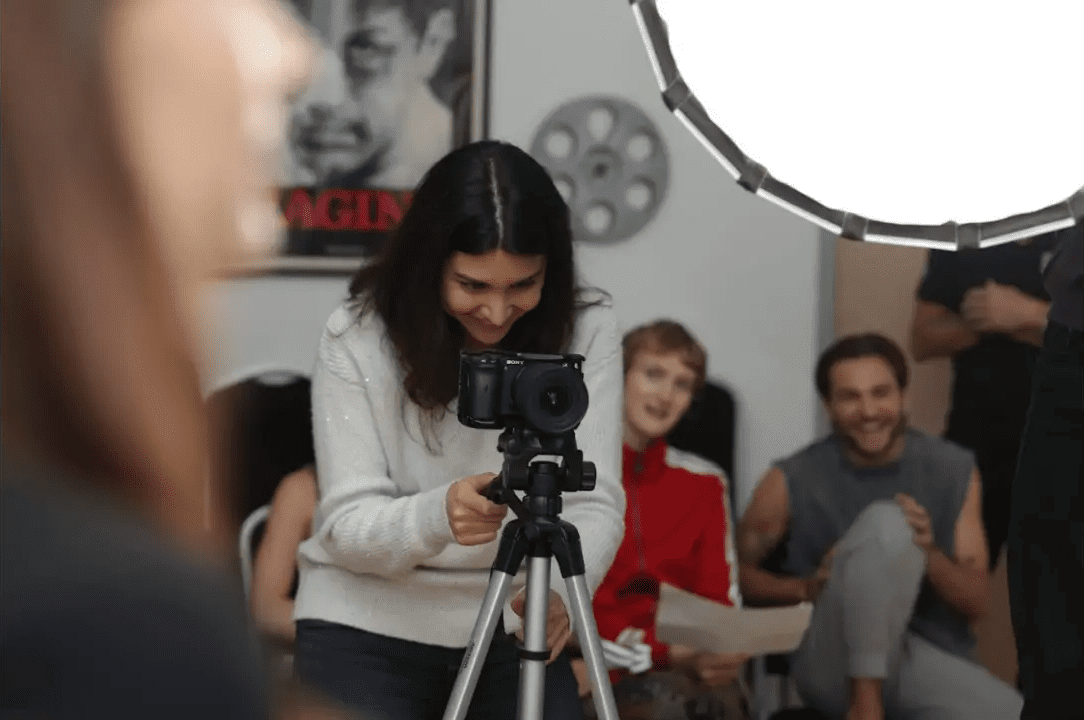 A student taking on-camera classes at Maggie Flanigan Studio