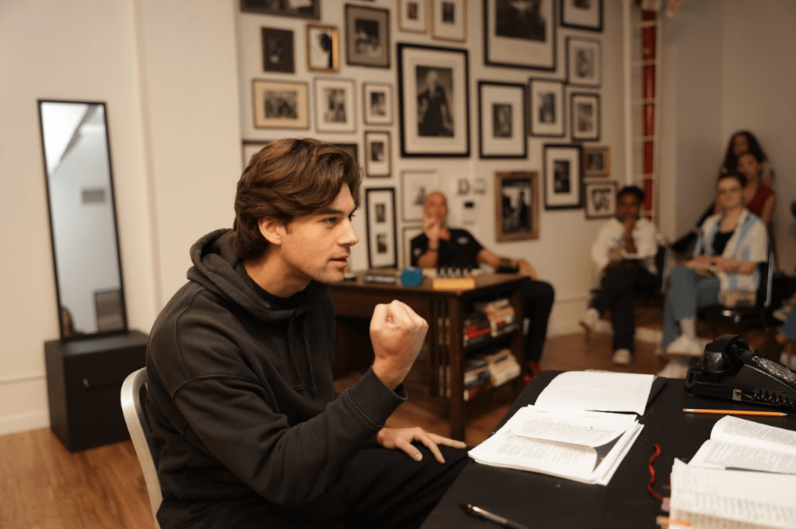 student at Maggie Flanigan studio acting in front of the class.