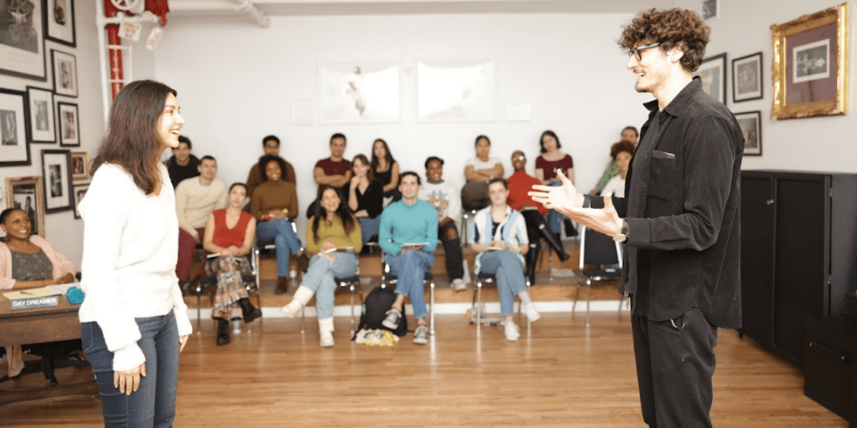 Two actors doing Meisner's repetition exercise